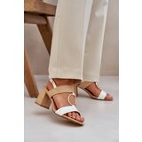 PS1 Block Heel Sandals White-Beige Afleeria | Shoptok.si