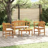  Set za odmaranje u vrtu s jastukom 4 pcs Čvrsto drvo akacije | shoptok.hr