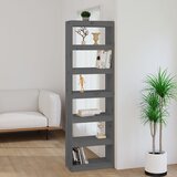 The Living Store Knjižna omara/pregrada siva 60x30x199,5 cm trdna borovina - Knjižna Omara, (21431369) Cene
