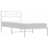  Metalni okvir za krevet s uzglavljem bijeli 100x200 cm | shoptok.hr