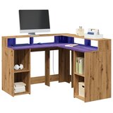 Furnova Pisalna miza z LED lučkami artisan hrast 130x130x91 cm inž. les, (21925180) Cene