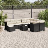 vidaXL 11-dijelni set vrtnih sofa od poliratana s jastucima crni Cijene