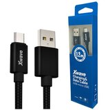 X Wave kabl USB2.0 na micro usb 1,2M,2A,aluminium,upleten,crni Cene