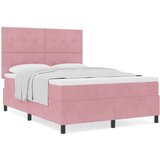 Box Spring Postelja z Blazino Roza 140x190 cm Žamet, (22052266) | Shoptok.si