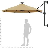 Zidni suncobran s LED svjetlom i šipkom 300 cm smeđe-sivi | shoptok.hr
