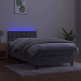  box spring s madracem LED svjetlosivi 100x200 cm baršun | shoptok.hr