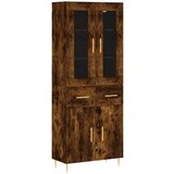 vidaXL Visoka komoda dimljen hrast 69,5x34x180 cm inženirski les, (20807807) | Shoptok.si