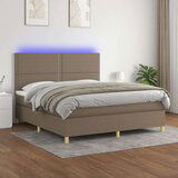 vidaXL Krevet box spring s madracem LED smeđesivi 160x200 cm tkanina | shoptok.hr