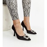Gemre Clemente black satin-finish stilettos with rhinestones | ePonuda.com