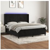 vidaXL Krevet box spring s madracem LED crni 180x200 cm baršun Cijene