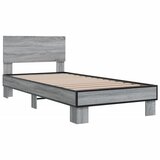 vidaXL Posteljni okvir siva sonoma 75x190 cm inženirski les in kovina, (21128581) Cene