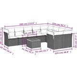  10-dijelni set vrtnih sofa s jastucima crni od poliratana | shoptok.hr