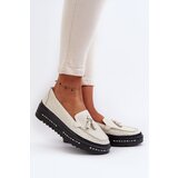 EVENTO Women's Leather Platform Moccasins Beige Assetnima | Shoptok.si