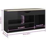  Klupa za cipele s jastukom sjajna crna 104 x 30 x 49 cm drvena | shoptok.hr