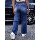 DStreet Spodnie damskie RETROFIT jeansowe szerokie z wysokim stanem niebieskie | shoptok.hr