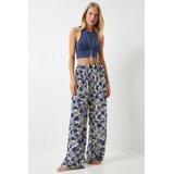  ženske krem plave šarene lepršave viskoza regular fit pantalone EN00606, bež / krem plava Cene