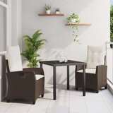 vidaXL 3-delni vrtni jedilni set z blazinami Rjava Poly Ratan | Shoptok.si