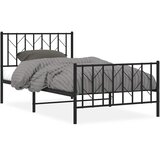 Metalni okvir kreveta uzglavlje i podnožje crni 100x200 cm | Eponuda.ba