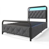 Lumor Postelja 90x200 cm s predali + LED + USB priključki - Oblazinjena v žametu - Siva, (22155789) | Shoptok.si