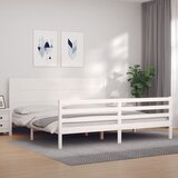 Maison Chic Posteljni okvir - Dvoposteljna postelja - Zakonska postelja z vzglavjem bel 200x200 cm trden les-J5772, (21768653) | Shoptok.si