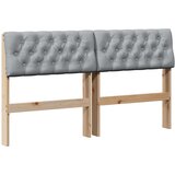 vidaXL Tapecirano vzglavje Svetlo siva 160 cm Masivno borovo les | Shoptok.si