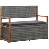  Klop za shranjevanje 110 cm poli ratan in trdna akacija siva | Shoptok.si