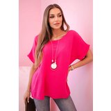 Kesi Włoski Muslin blouse with a necklace fuchsia | Shoptok.si