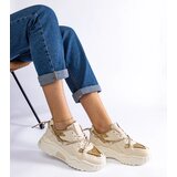 Gemre Beige women's sneakers with glitter Agar | Shoptok.si