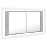 Maison Chic LED Kopalniška omarica - Kopalniški kabinet z ogledalom betonsko siva 90x12x45 akril, (21794864) | Shoptok.si