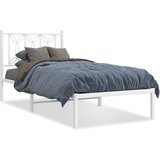 vidaXL Kovinski posteljni okvir z vzglavjem bel 90x200 cm | Shoptok.si