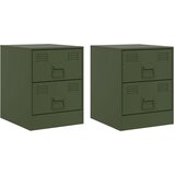 Furnova Nočna omarica 2 kosa zelena 34,5x39x44 cm jeklo, (21926598) | Shoptok.si