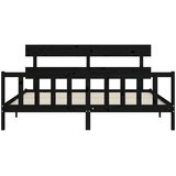  Okvir za krevet s uzglavljem crni 200 x 200 cm od masivnog drva | shoptok.hr