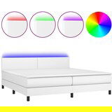 Maison Chic Box spring postelja - Vzmetna postelja z vzmetnico LED bela 200x200cm umetno usnje SL24598, (21891026) | Shoptok.si