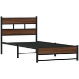 vidaXL Kovinski posteljni okvir brez vzmetnice rjavi hrast 107x203 cm, (21608259) | Shoptok.si