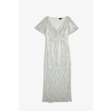 Koton Sequined Dress Evening Dress V Neck Short Sleeve Long Cene