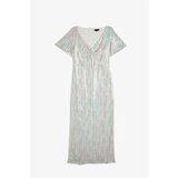 Koton Sequined Dress Evening Dress V Neck Short Sleeve Long Cijene