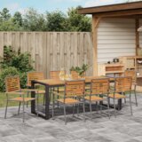  Komplet za jedilnico v vrtu 9 pcs Siva in rjava poli ratan, (5000288394) | Shoptok.si