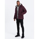 Ombre Men's winter jacket with unusual quilting - maroon | shoptok.hr
