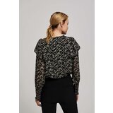 Marisse Patterned Shirt With A Tie At The Neckline, Black | Shoptok.si