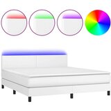  Box spring s madracem LED bijeli 180x200 cm umjetna koža | shoptok.hr