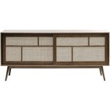 Unique Furniture Tamno smeđa niska komoda u dekoru hrasta s kliznim vratima 180x80 cm Barrali – | shoptok.hr