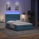 vidaXL Otomanska postelja z vzmetnicami & LEDs temno modra 140x190cm Cene
