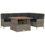  2-dijelna vrtna garnitura od poliratana s jastucima siva 110 x 110 x 40/71 cm | Shoptok.si