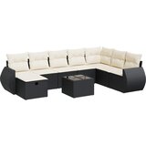 Maison Chic Seti vrtnega pohištva - Vrtna garnitura - Vrtni pohištvo set 9-delna z blazinami črn poli ratan, (21798431) | Shoptok.si