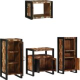 vidaXL Set namještaja za kupaonicu 4 pcs Čvrsto reciklirano drvo | shoptok.hr