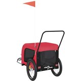 Prikolica za bicikl za pse crveno-crna od tkanine i željeza | shoptok.hr
