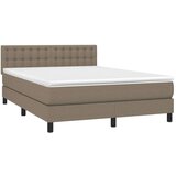 Krevet box spring s madracem LED smeđesivi 140x200 cm tkanina | shoptok.hr