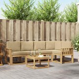  Set vanjskih sofa 6 kom. Bijela i bež Čvrsto drvo akacije | shoptok.hr