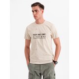 Ombre Men's T-shirt with print and round neckline - cream | shoptok.hr