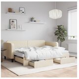 vidaXL Dnevni krevet na razvlačenje s ladicama krem 80x200 cm tkanina | shoptok.hr